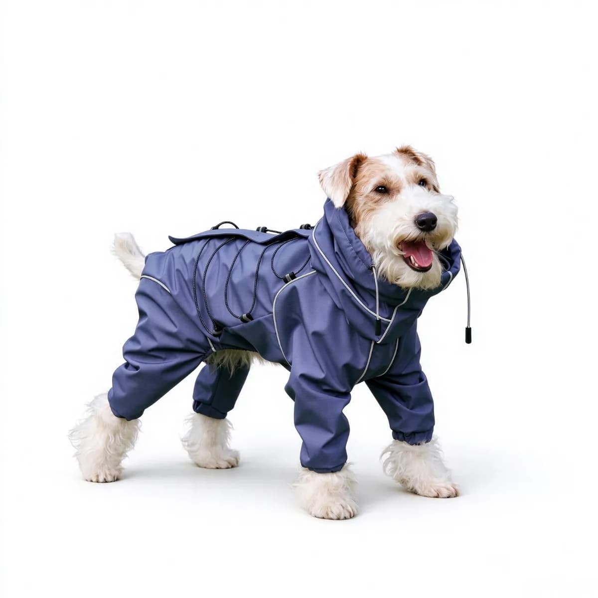 Graphene Thermal 4-Legged Dog Outdoor Rain Jacket, Storm Waterproof Hooded Dog Coat